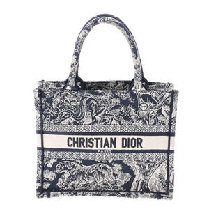 CHRISTIAN DIOR Book Tote Toile de Jouy Navy Blue Canvas Bag